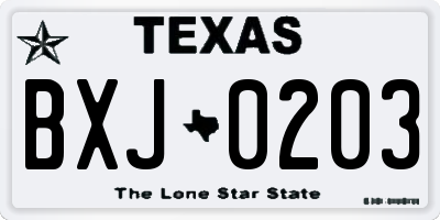 TX license plate BXJ0203