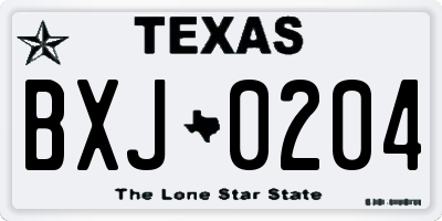 TX license plate BXJ0204