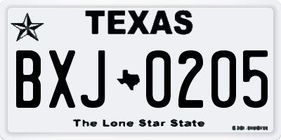 TX license plate BXJ0205