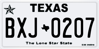 TX license plate BXJ0207