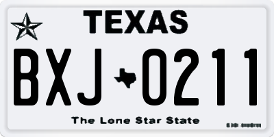 TX license plate BXJ0211