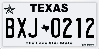 TX license plate BXJ0212