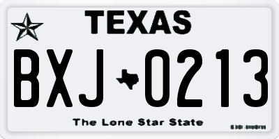 TX license plate BXJ0213