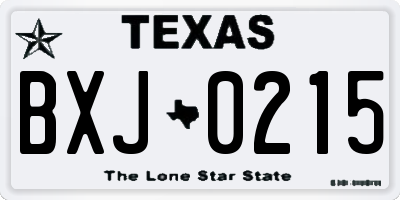 TX license plate BXJ0215