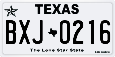TX license plate BXJ0216