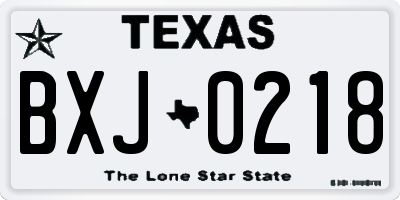 TX license plate BXJ0218