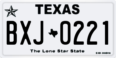 TX license plate BXJ0221
