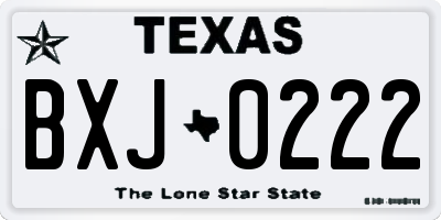 TX license plate BXJ0222