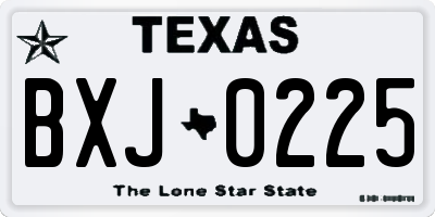 TX license plate BXJ0225