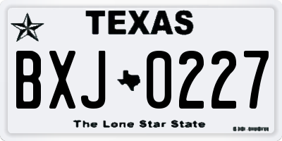 TX license plate BXJ0227