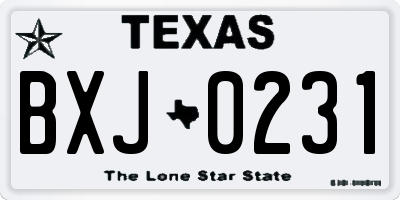 TX license plate BXJ0231