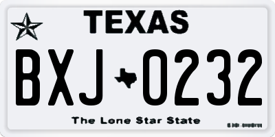 TX license plate BXJ0232
