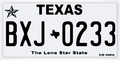 TX license plate BXJ0233