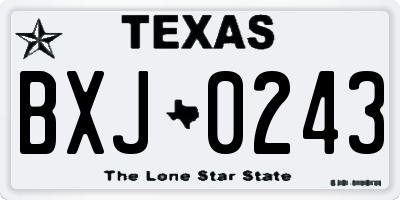 TX license plate BXJ0243