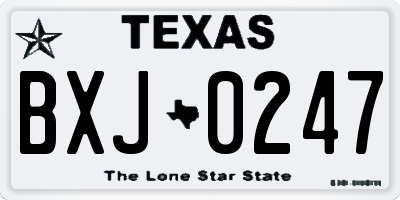 TX license plate BXJ0247