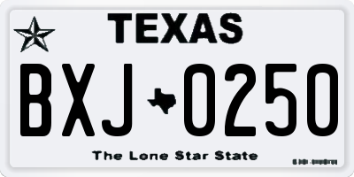 TX license plate BXJ0250