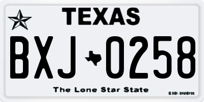 TX license plate BXJ0258