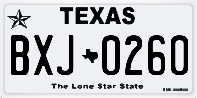 TX license plate BXJ0260
