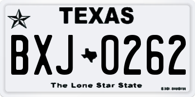 TX license plate BXJ0262