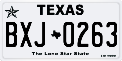 TX license plate BXJ0263