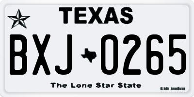 TX license plate BXJ0265
