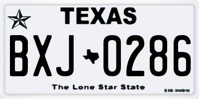 TX license plate BXJ0286