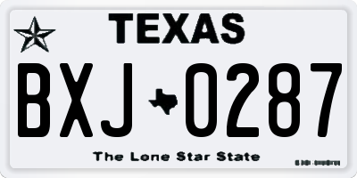 TX license plate BXJ0287