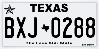 TX license plate BXJ0288