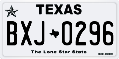 TX license plate BXJ0296
