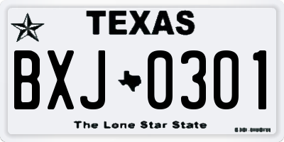 TX license plate BXJ0301