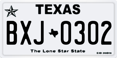 TX license plate BXJ0302