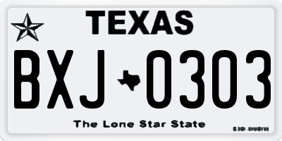 TX license plate BXJ0303