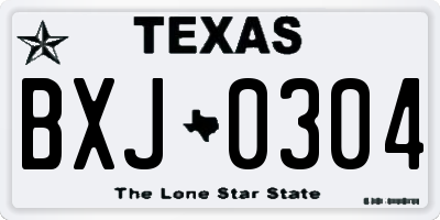 TX license plate BXJ0304