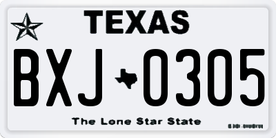 TX license plate BXJ0305