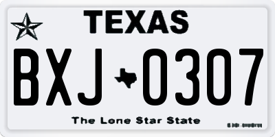 TX license plate BXJ0307