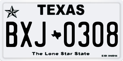 TX license plate BXJ0308