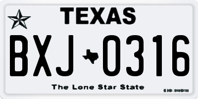 TX license plate BXJ0316