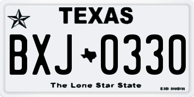 TX license plate BXJ0330
