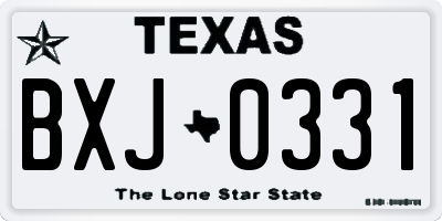 TX license plate BXJ0331