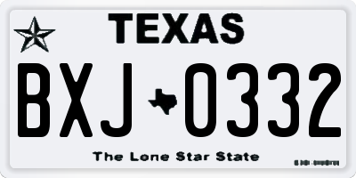 TX license plate BXJ0332