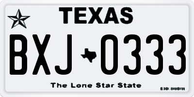 TX license plate BXJ0333