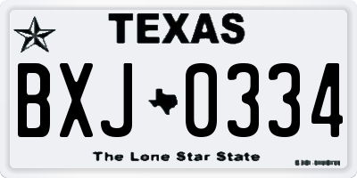 TX license plate BXJ0334