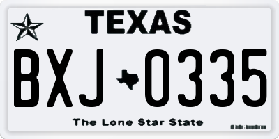 TX license plate BXJ0335