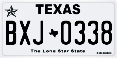 TX license plate BXJ0338