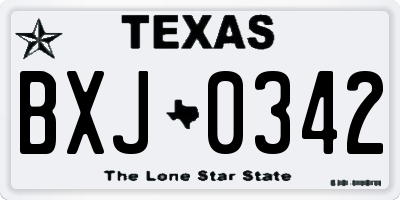 TX license plate BXJ0342