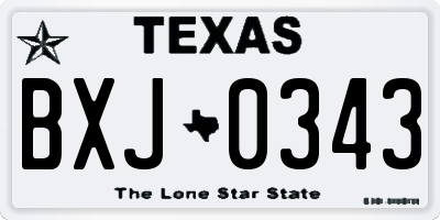 TX license plate BXJ0343