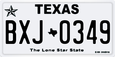 TX license plate BXJ0349
