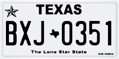 TX license plate BXJ0351