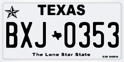 TX license plate BXJ0353