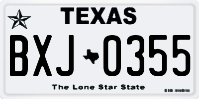 TX license plate BXJ0355